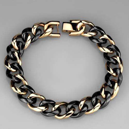 Alamode IP Rose Gold(Ion Plating) Stainless Steel Bracelet with Ceramic in Jet - Alamode - Flyclothing LLC