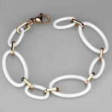 Alamode IP Rose Gold(Ion Plating) Stainless Steel Bracelet with Ceramic in White - Alamode - Flyclothing LLC