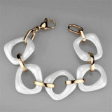 Alamode IP Rose Gold(Ion Plating) Stainless Steel Bracelet with Ceramic in White - Alamode - Flyclothing LLC