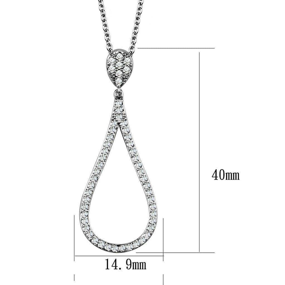 Alamode Rhodium Brass Chain Pendant with AAA Grade CZ in Clear - Alamode - Flyclothing LLC