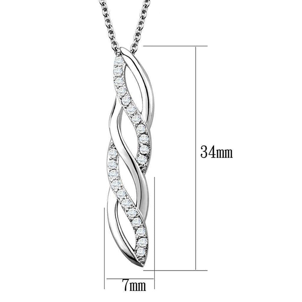 Alamode Rhodium Brass Chain Pendant with AAA Grade CZ in Clear - Alamode - Flyclothing LLC