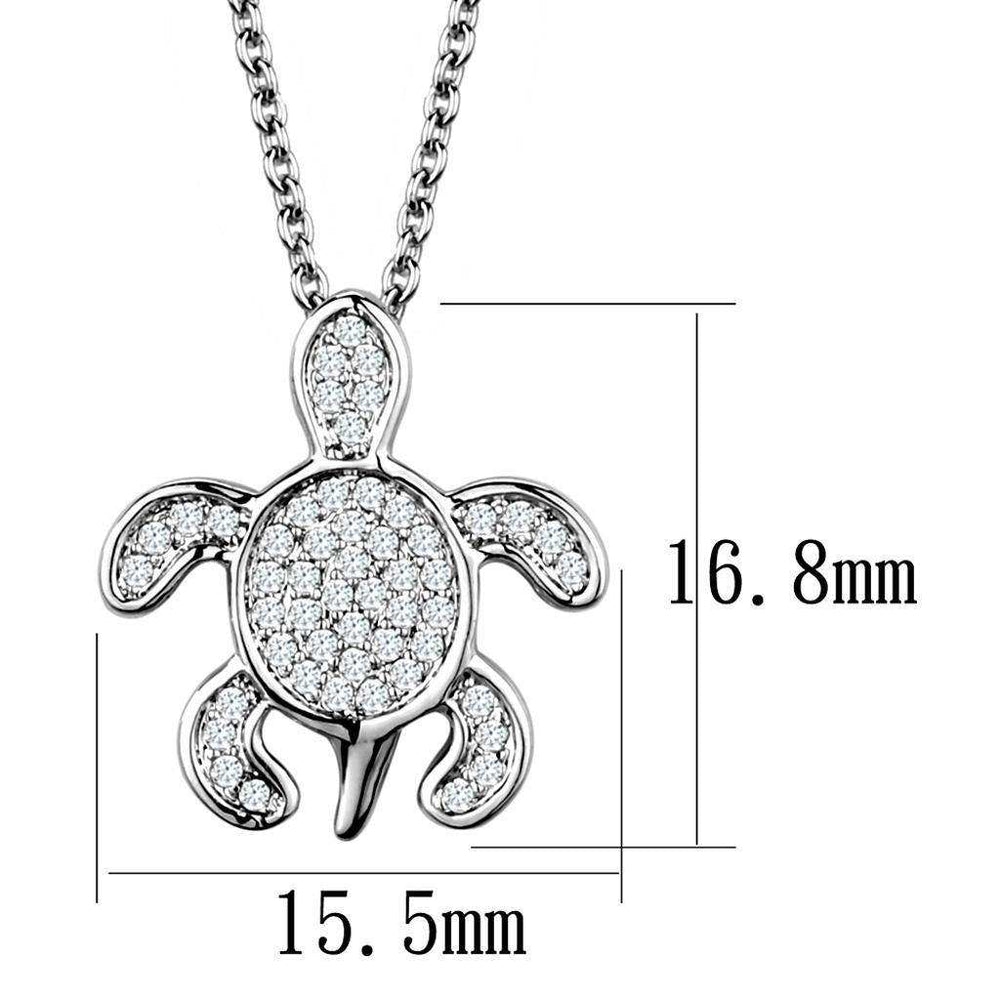 Alamode Rhodium Brass Chain Pendant with AAA Grade CZ in Clear - Alamode - Flyclothing LLC