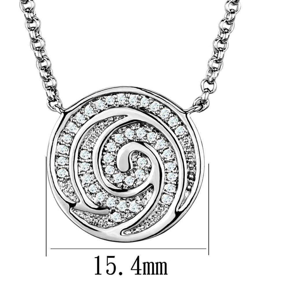 Alamode Rhodium Brass Chain Pendant with AAA Grade CZ in Clear - Alamode - Flyclothing LLC