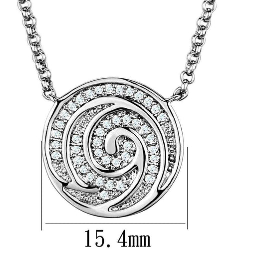 Alamode Rhodium Brass Chain Pendant with AAA Grade CZ in Clear - Alamode - Flyclothing LLC
