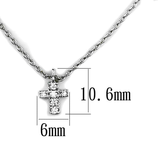 Alamode Rhodium Brass Chain Pendant with AAA Grade CZ in Clear - Alamode - Flyclothing LLC