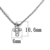 Alamode Rhodium Brass Chain Pendant with AAA Grade CZ in Clear - Alamode - Flyclothing LLC