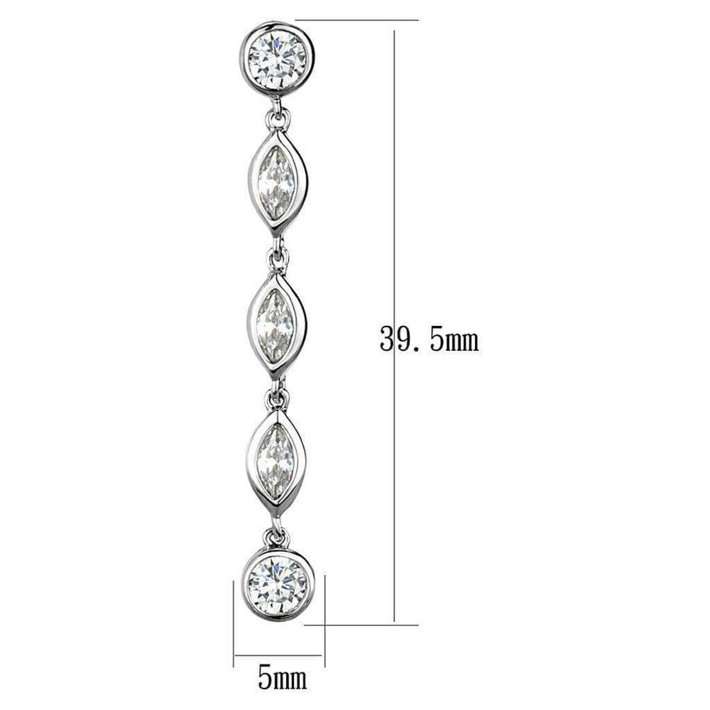 Alamode Rhodium Brass Earrings with AAA Grade CZ in Clear - Alamode - Flyclothing LLC