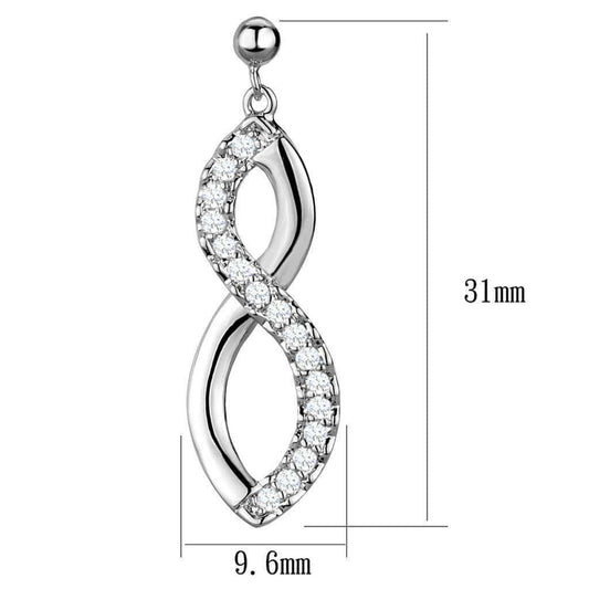 Alamode Rhodium Brass Earrings with AAA Grade CZ in Clear - Alamode - Flyclothing LLC