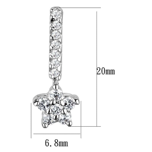 Alamode Rhodium Brass Earrings with AAA Grade CZ in Clear - Alamode - Flyclothing LLC