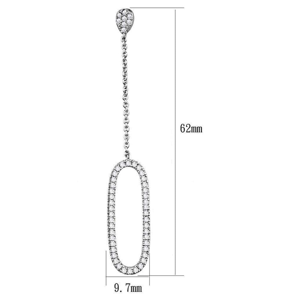 Alamode Rhodium Brass Earrings with AAA Grade CZ in Clear - Alamode - Flyclothing LLC