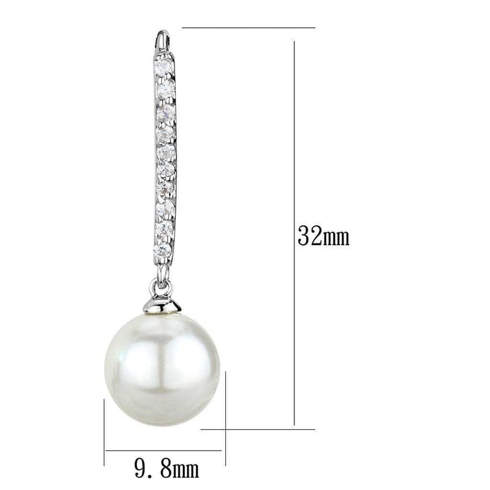 Alamode Rhodium Brass Earrings with Synthetic Pearl in White - Alamode - Flyclothing LLC