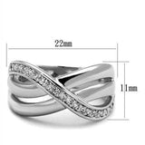 Alamode Rhodium Brass Ring with AAA Grade CZ in Clear - Alamode - Flyclothing LLC