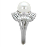 Alamode Rhodium Brass Ring with Synthetic Pearl in White - Alamode - Flyclothing LLC