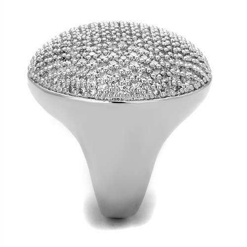 Alamode Rhodium Brass Ring with AAA Grade CZ in Clear - Alamode - Flyclothing LLC