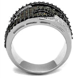 Alamode Rhodium + Ruthenium Brass Ring with AAA Grade CZ in Multi Color - Alamode - Flyclothing LLC