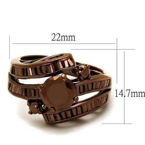 Alamode IP Coffee light Brass Ring with AAA Grade CZ in Light Coffee - Alamode - Flyclothing LLC