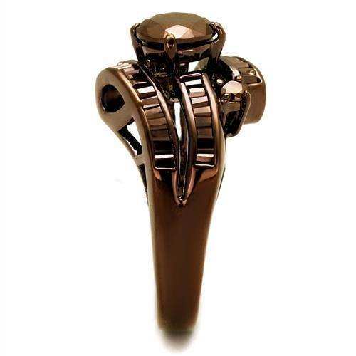 Alamode IP Coffee light Brass Ring with AAA Grade CZ in Light Coffee - Alamode - Flyclothing LLC
