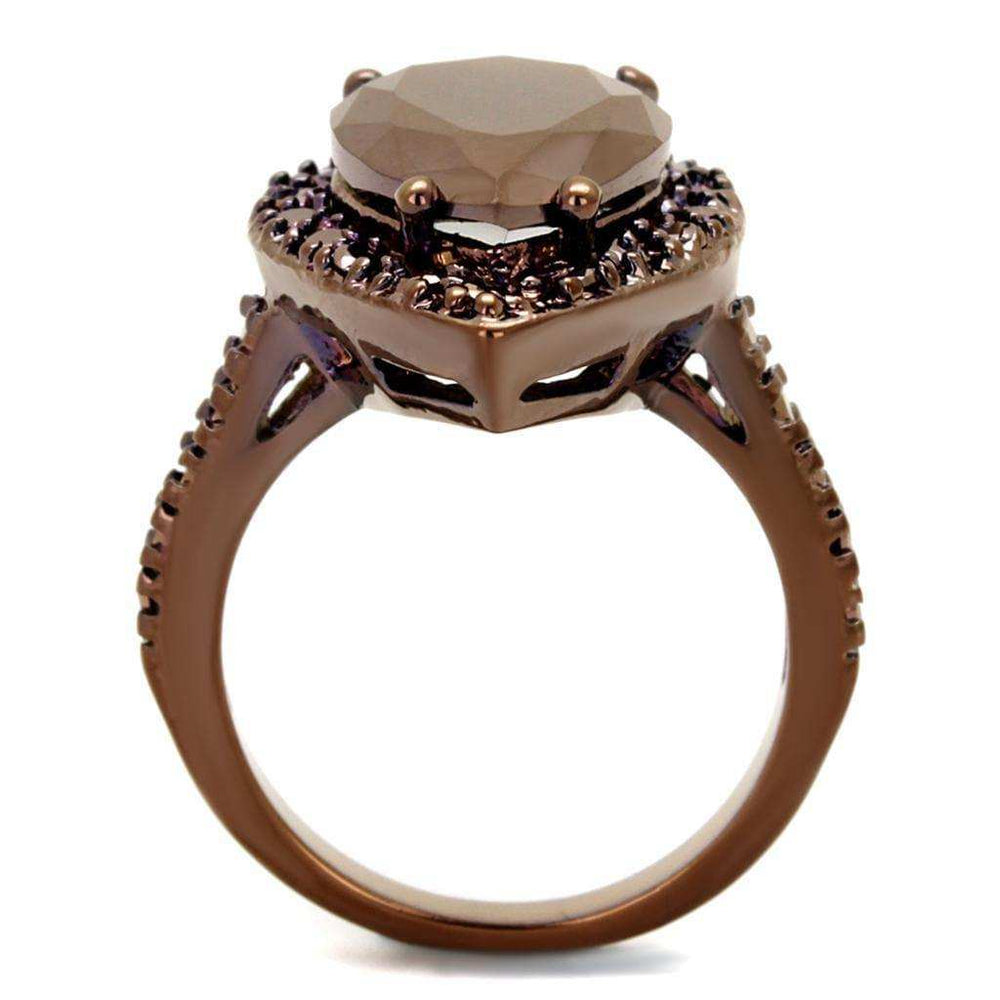Alamode IP Coffee light Brass Ring with AAA Grade CZ in Light Coffee - Alamode - Flyclothing LLC
