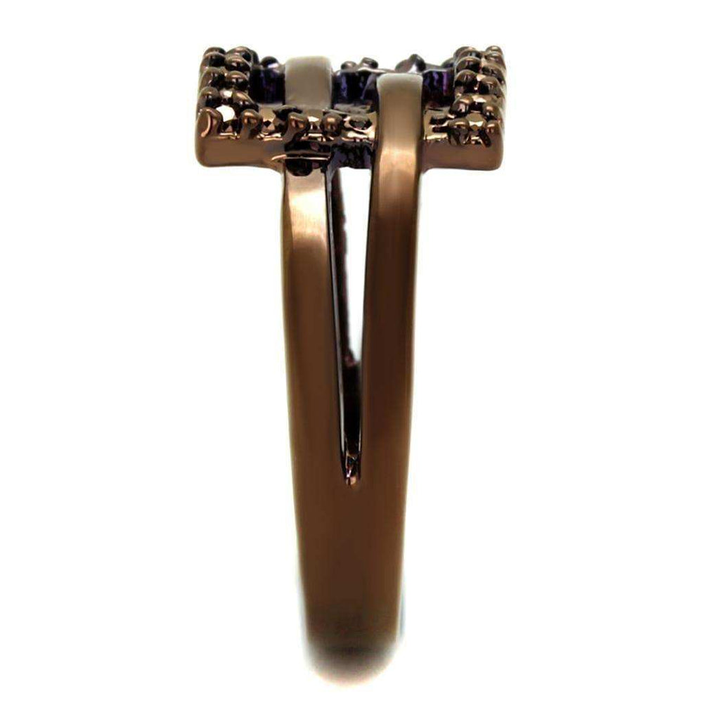 Alamode IP Coffee light Brass Ring with AAA Grade CZ in Light Coffee - Alamode - Flyclothing LLC