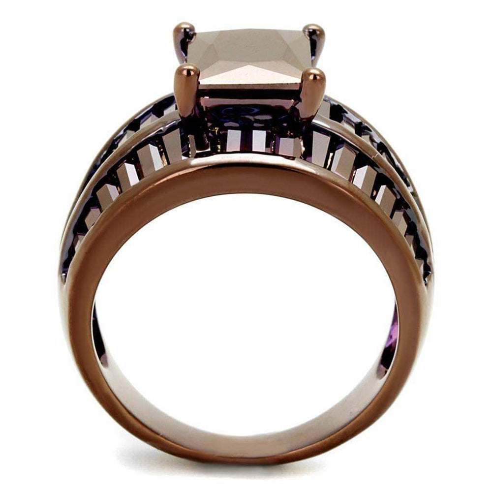Alamode IP Coffee light Brass Ring with AAA Grade CZ in Light Coffee - Alamode - Flyclothing LLC