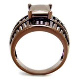 Alamode IP Coffee light Brass Ring with AAA Grade CZ in Light Coffee - Alamode - Flyclothing LLC