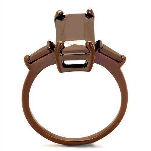 Alamode IP Coffee light Brass Ring with AAA Grade CZ in Light Coffee - Alamode - Flyclothing LLC