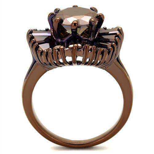 Alamode IP Coffee light Brass Ring with AAA Grade CZ in Light Coffee - Alamode - Flyclothing LLC