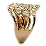 Alamode IP Rose Gold(Ion Plating) Brass Ring with AAA Grade CZ in Metallic Light Gold - Alamode - Flyclothing LLC