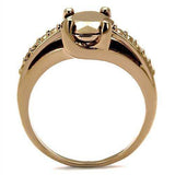 Alamode IP Rose Gold(Ion Plating) Brass Ring with AAA Grade CZ in Metallic Light Gold - Alamode - Flyclothing LLC