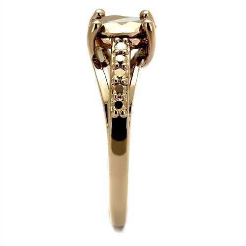 Alamode IP Rose Gold(Ion Plating) Brass Ring with AAA Grade CZ in Metallic Light Gold - Alamode - Flyclothing LLC