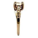 Alamode IP Rose Gold(Ion Plating) Brass Ring with AAA Grade CZ in Metallic Light Gold - Alamode - Flyclothing LLC