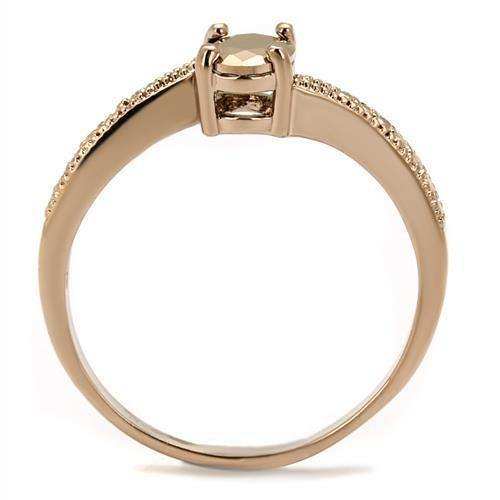 Alamode IP Rose Gold(Ion Plating) Brass Ring with AAA Grade CZ in Metallic Light Gold - Alamode - Flyclothing LLC