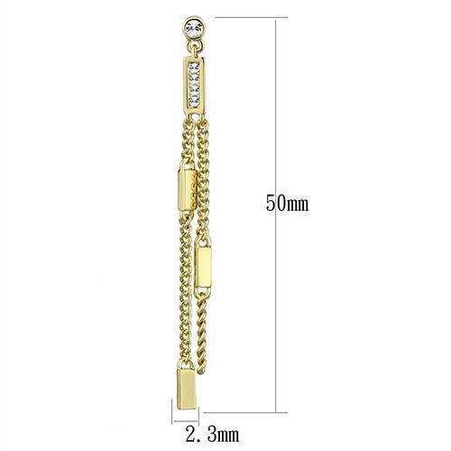 Alamode Gold Brass Earrings with Top Grade Crystal in Clear - Alamode - Flyclothing LLC