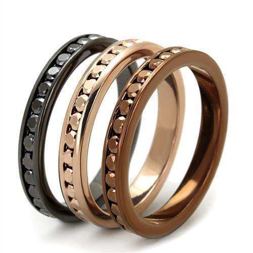 Alamode IP Rose Gold & IP Light Black & IP Light coffee Brass Ring with Top Grade Crystal in Multi Color - Alamode - Flyclothing LLC