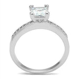 Alamode Rhodium Brass Ring with AAA Grade CZ in Clear - Alamode - Flyclothing LLC