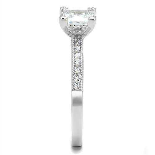 Alamode Rhodium Brass Ring with AAA Grade CZ in Clear - Alamode - Flyclothing LLC