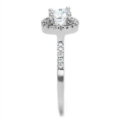 Alamode Rhodium Brass Ring with AAA Grade CZ in Clear - Alamode - Flyclothing LLC