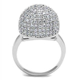 Alamode Rhodium Brass Ring with AAA Grade CZ in Clear - Alamode - Flyclothing LLC