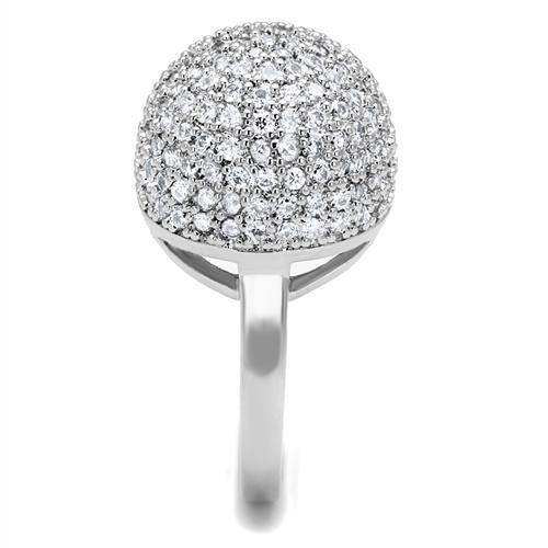 Alamode Rhodium Brass Ring with AAA Grade CZ in Clear - Alamode - Flyclothing LLC