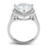 Alamode Rhodium Brass Ring with AAA Grade CZ in Clear - Alamode - Flyclothing LLC