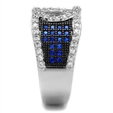 Alamode Rhodium + Ruthenium Brass Ring with AAA Grade CZ in London Blue - Alamode - Flyclothing LLC