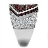 Alamode Rhodium + Ruthenium Brass Ring with AAA Grade CZ in Ruby - Alamode - Flyclothing LLC