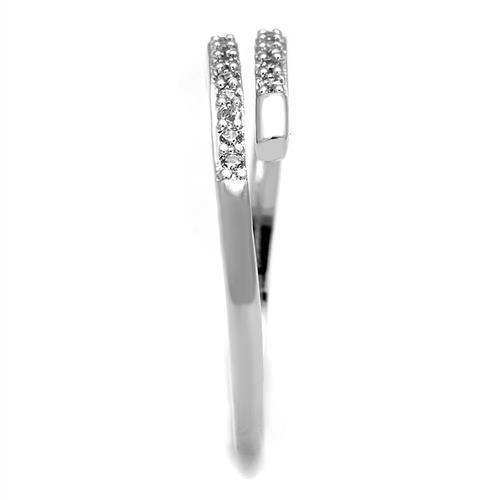 Alamode Rhodium Brass Ring with AAA Grade CZ in Clear - Alamode - Flyclothing LLC