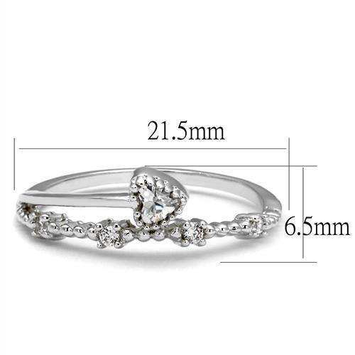Alamode Rhodium Brass Ring with AAA Grade CZ in Clear - Alamode - Flyclothing LLC