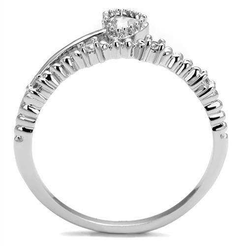Alamode Rhodium Brass Ring with AAA Grade CZ in Clear - Alamode - Flyclothing LLC