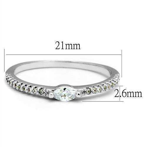 Alamode Rhodium Brass Ring with AAA Grade CZ in Clear - Alamode - Flyclothing LLC