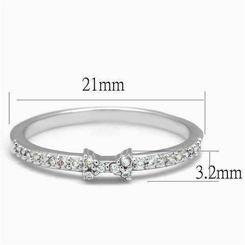 Alamode Rhodium Brass Ring with AAA Grade CZ in Clear - Alamode - Flyclothing LLC