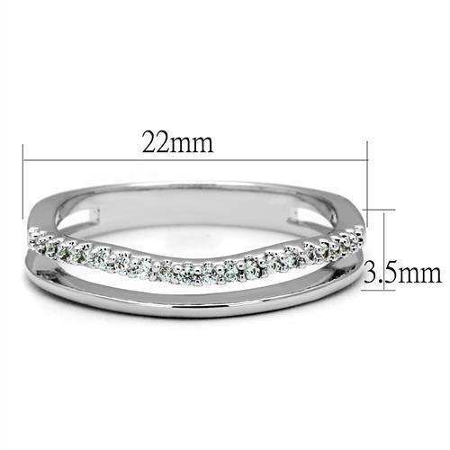 Alamode Rhodium Brass Ring with AAA Grade CZ in Clear - Alamode - Flyclothing LLC