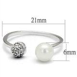 Alamode Rhodium Brass Ring with Synthetic Pearl in White - Alamode - Flyclothing LLC