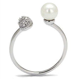 Alamode Rhodium Brass Ring with Synthetic Pearl in White - Alamode - Flyclothing LLC